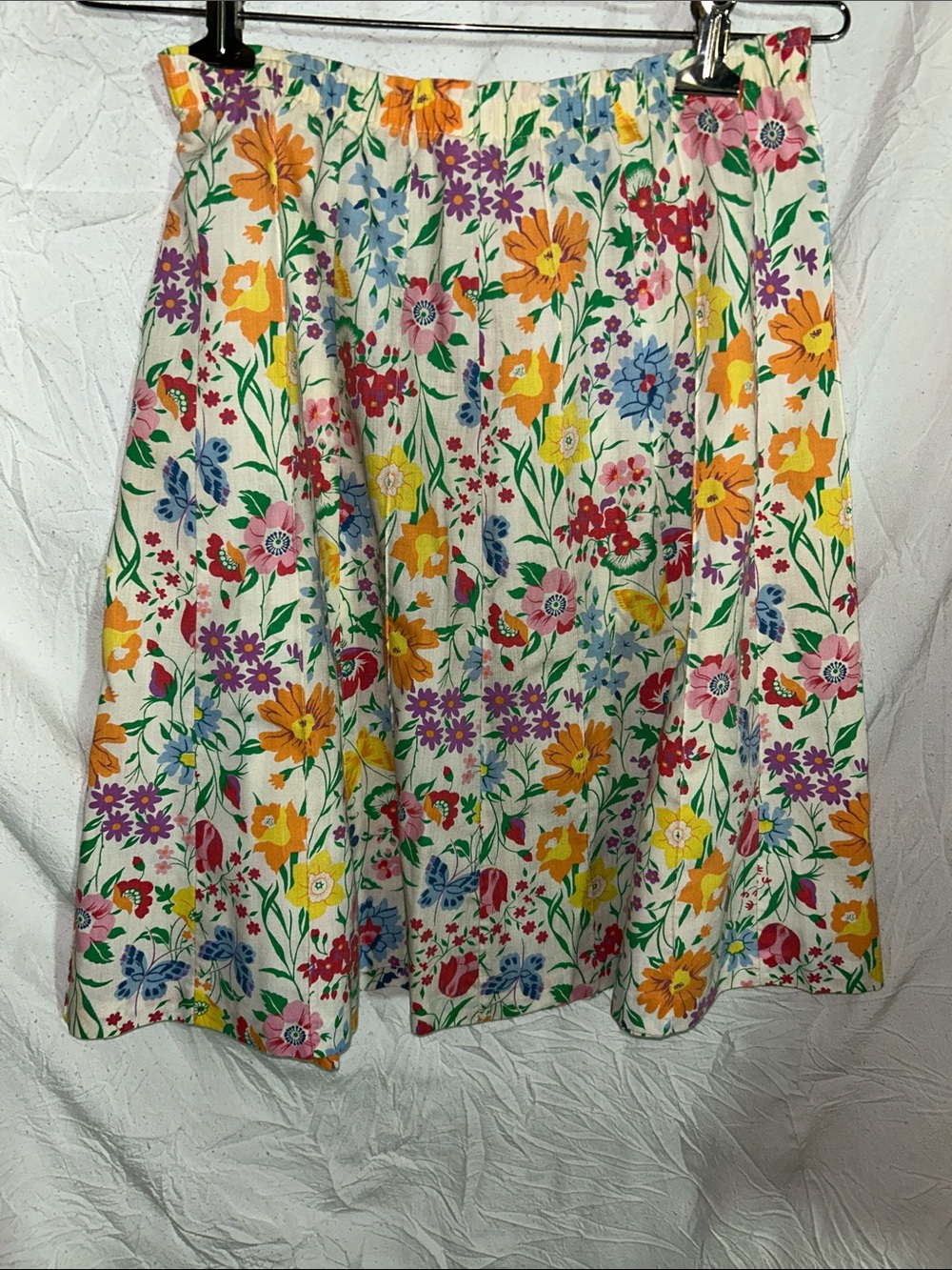 HUnter Vintage  White Floral A-Line Skirt with Multicolor Print size 6 - Picture 6 of 12